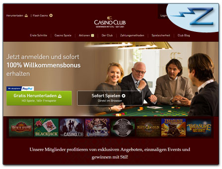 PayPal Casino CasinoClub Webseite